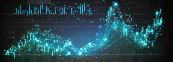 Komplexe digitale Datenvisualisierung mit mehreren überlappenden Liniengrafiken  | © AdobeStock_573284011_ParinApril